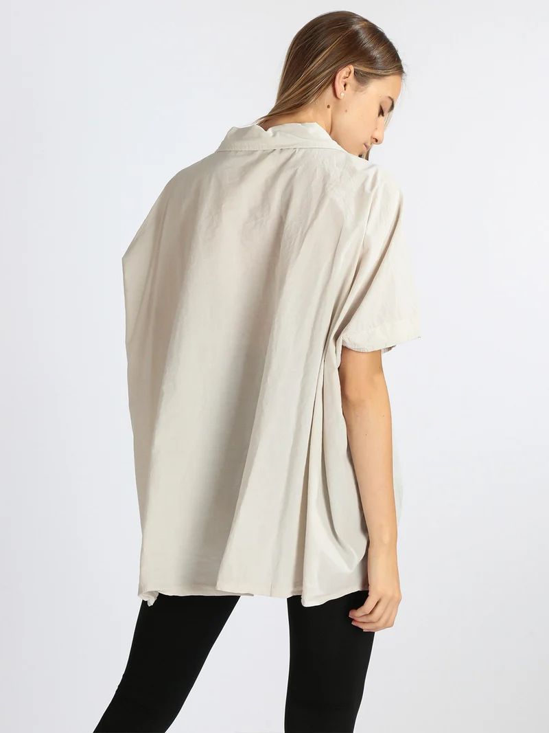 Maxi camicia donna con manica a pipistrello - beige