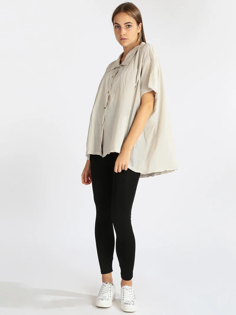 Maxi camicia donna con manica a pipistrello - beige