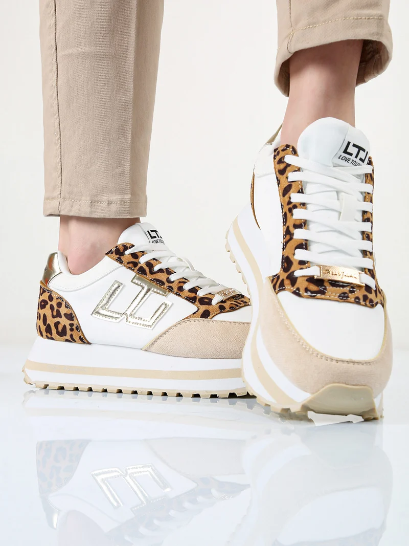 Sneakers donna stringate con platform - multicolore