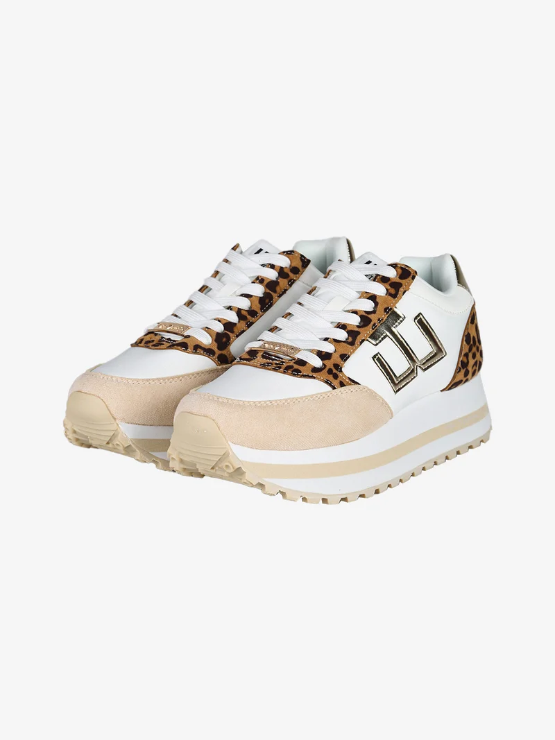 Sneakers donna stringate con platform - multicolore