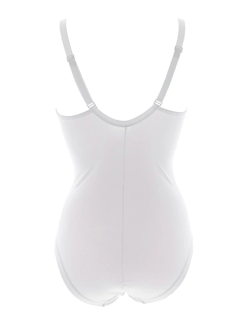 CD521D Body donna in pizzo con ferretto coppa D - bianco