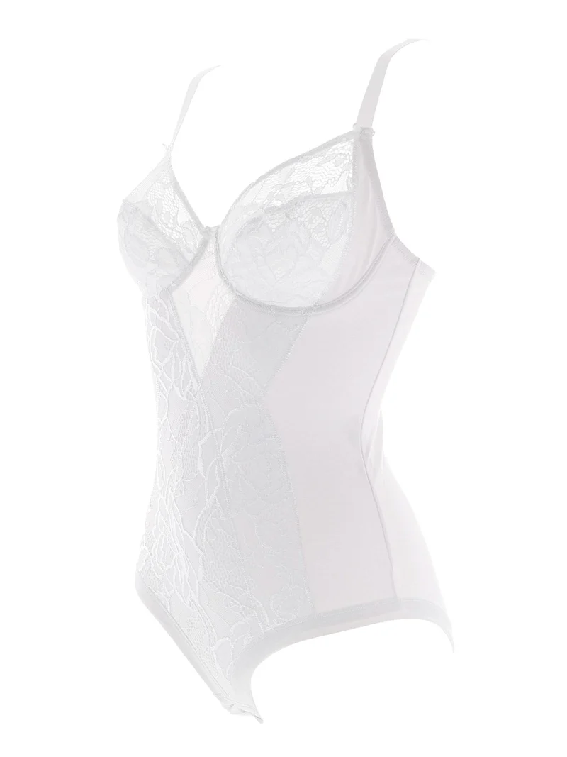 CD521D Body donna in pizzo con ferretto coppa D - bianco