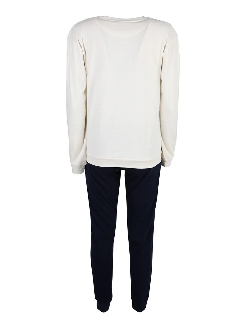Pigiama donna in cotone interlock - panna