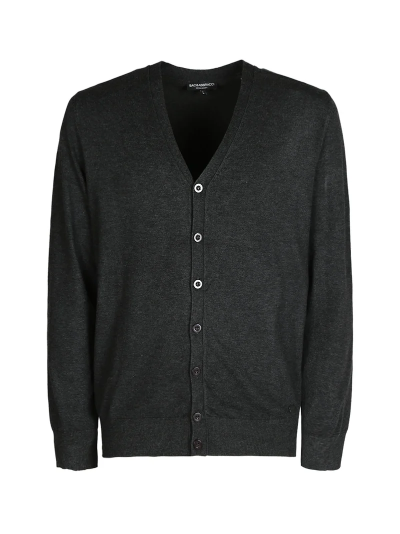 Cardigan uomo in maglia con bottoni - grigio scuro