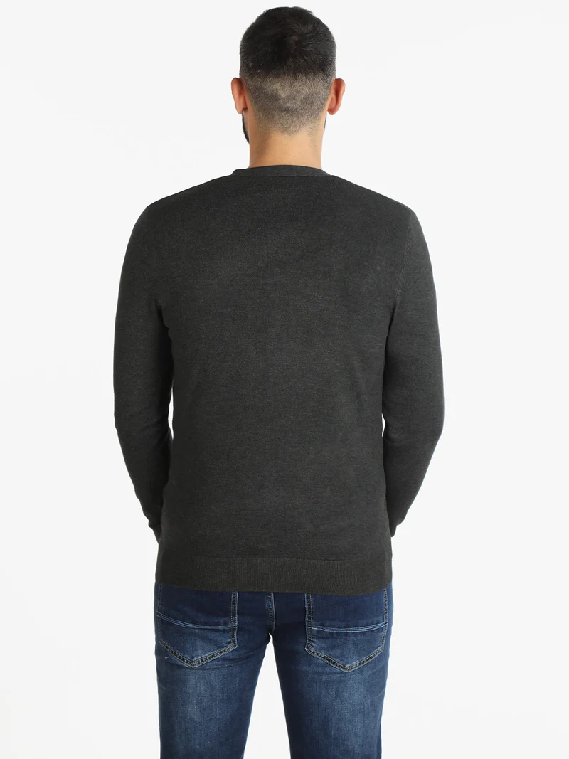 Cardigan uomo in maglia con bottoni - grigio scuro