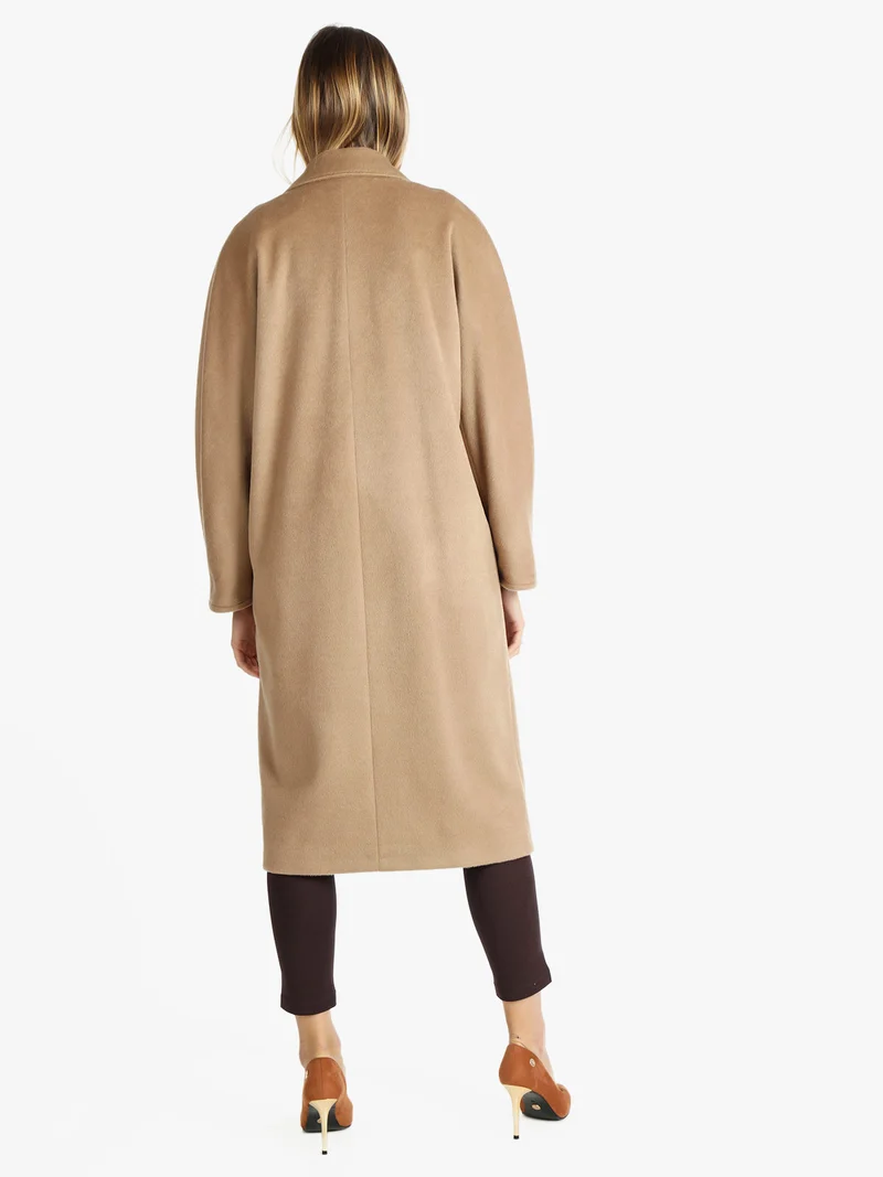 Cappotto lungo doppiopetto donna - cammello
