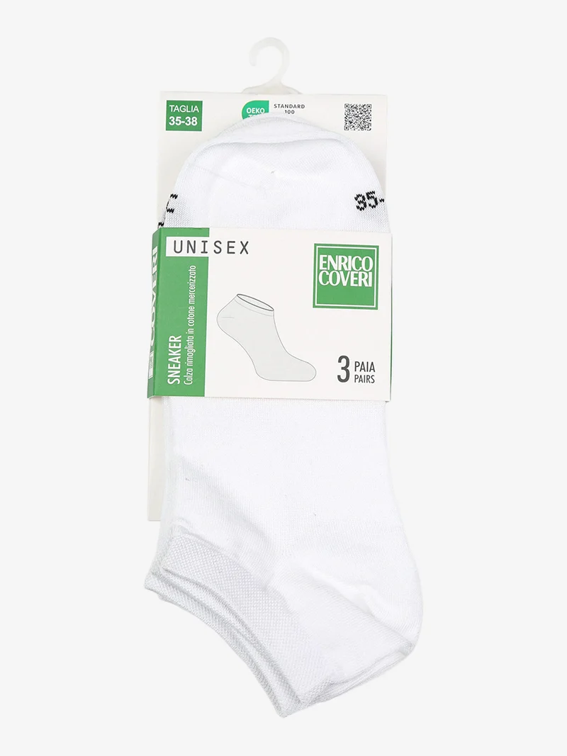 Confezione da 3 paia di calze corte in cotone mercerizzato - bianco