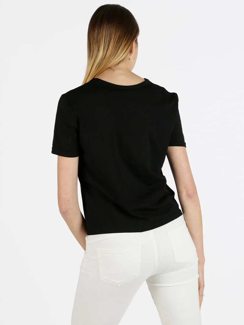 T-shirt donna con taschino - nero