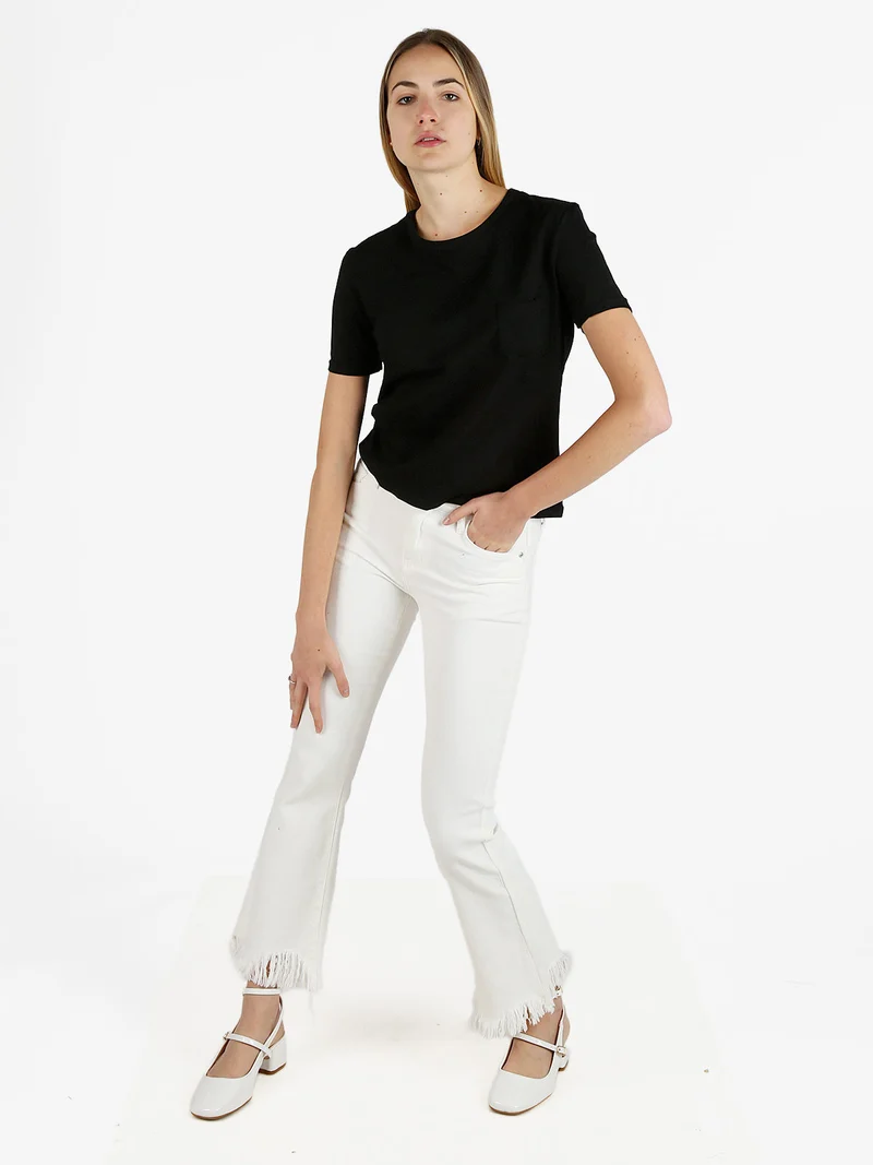 T-shirt donna con taschino - nero