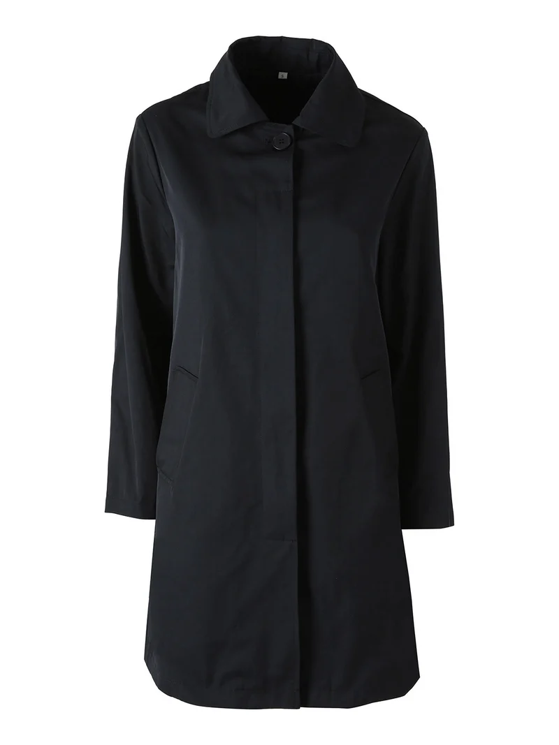 Trench impermeabile da donna con bottoni - blu scuro