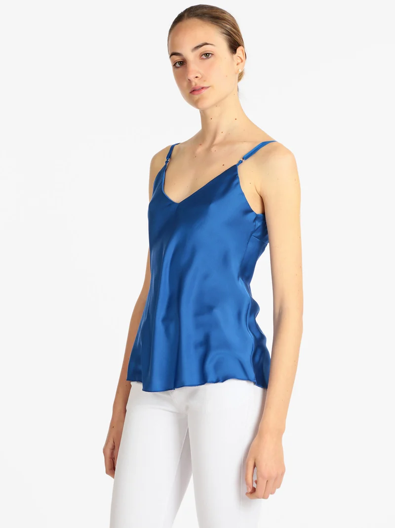 Top donna effetto raso - bluette