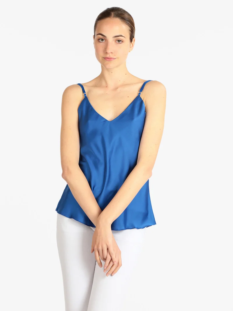 Top donna effetto raso - bluette