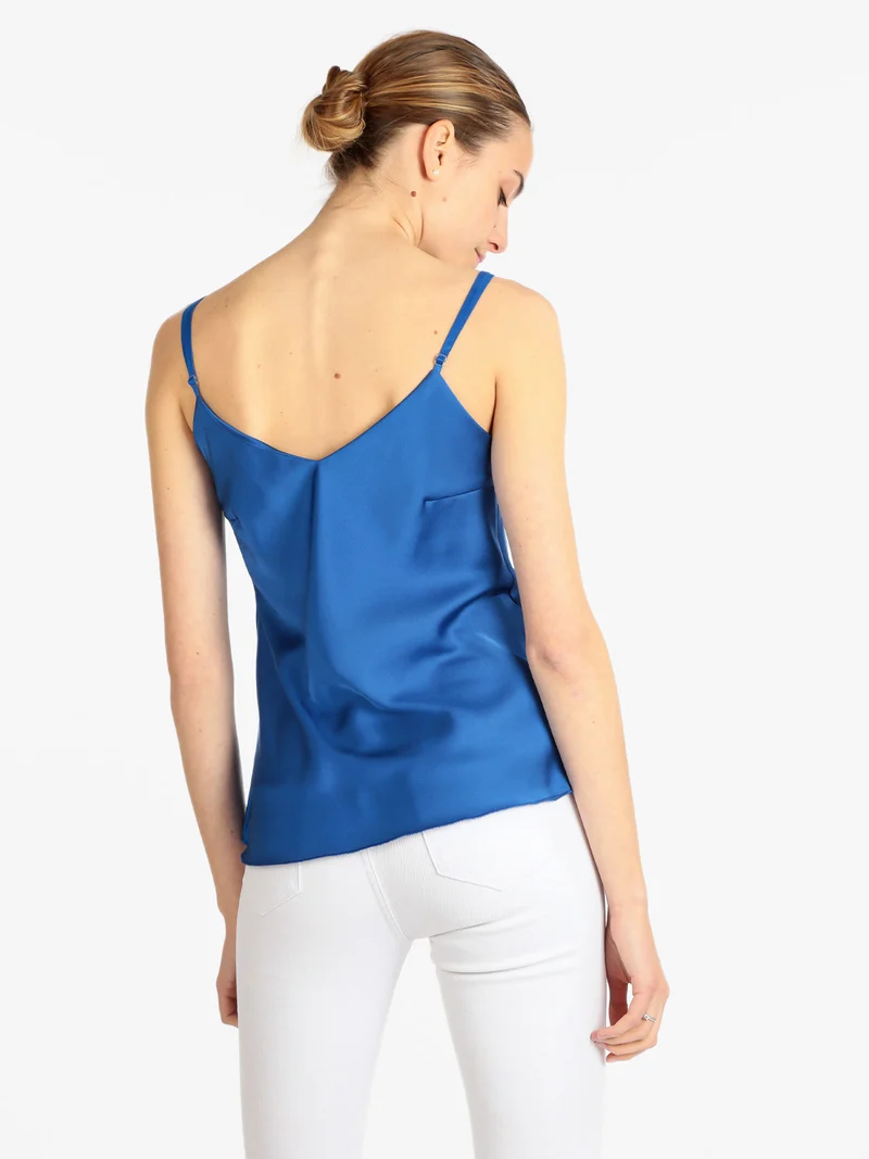 Top donna effetto raso - bluette