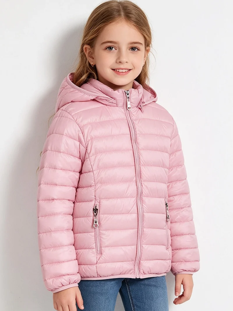 Giubbotto da bambina con cappuccio - rosa