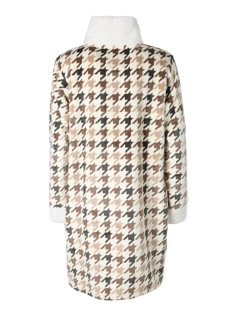 Vestaglia donna full zip in pile - beige