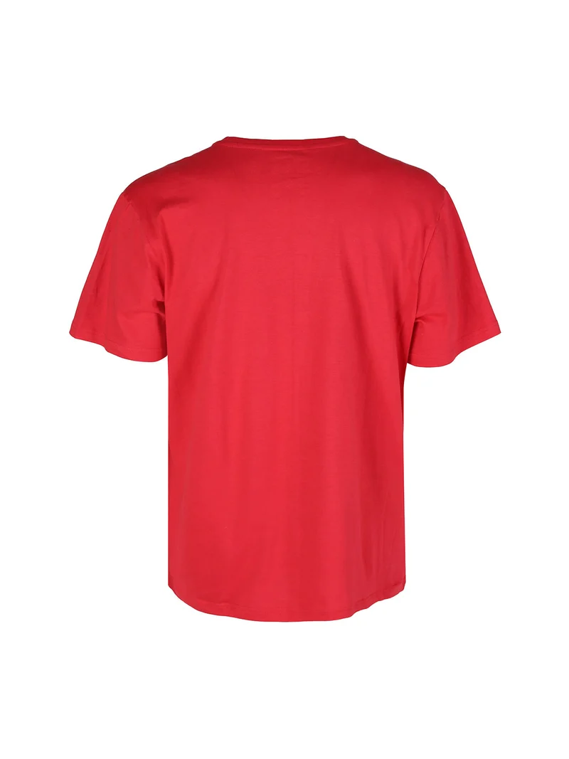 T-shirt girocollo da uomo in cotone con logo - rosso