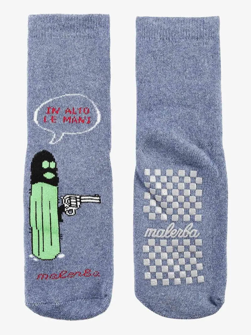 Calze antiscivolo bambino in caldo cotone con disegno - blu