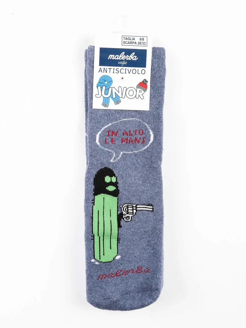 Calze antiscivolo bambino in caldo cotone con disegno - blu