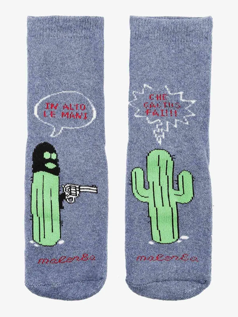Calze antiscivolo bambino in caldo cotone con disegno - blu