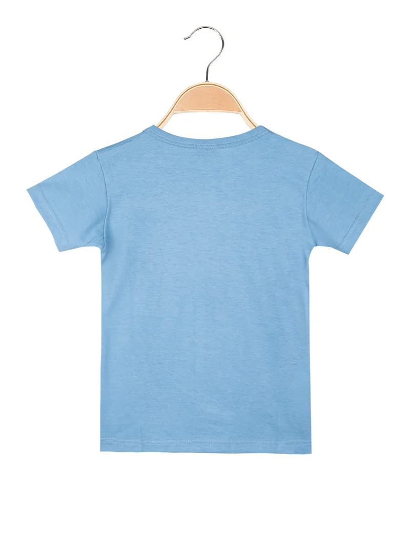 T-shirt manica corta da bambina con stampa - azzurro