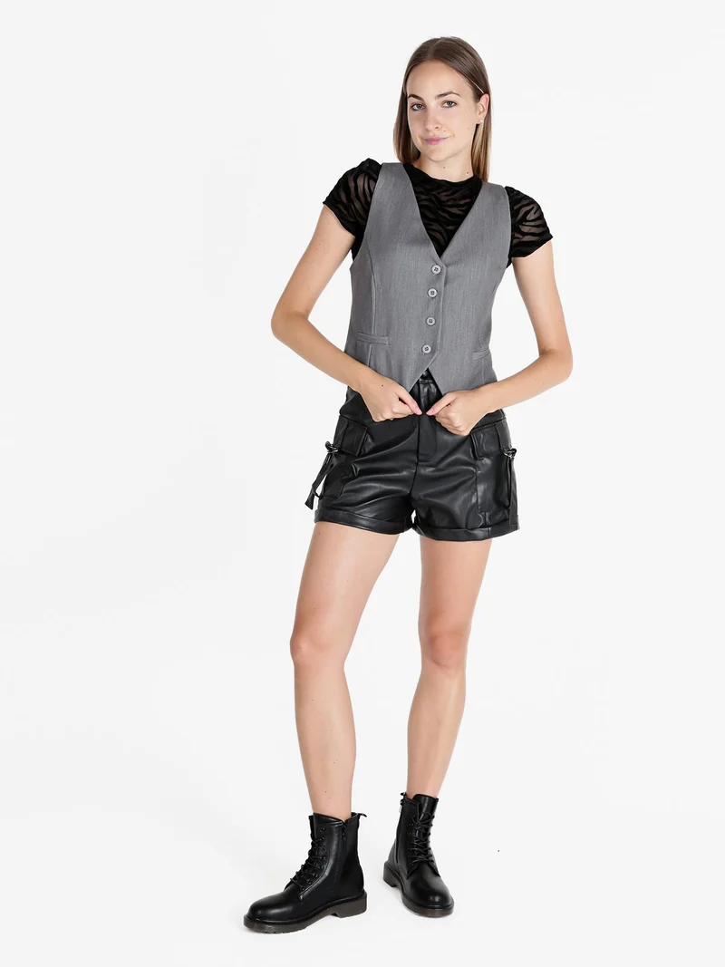 Gilet donna con bottoni - grigio