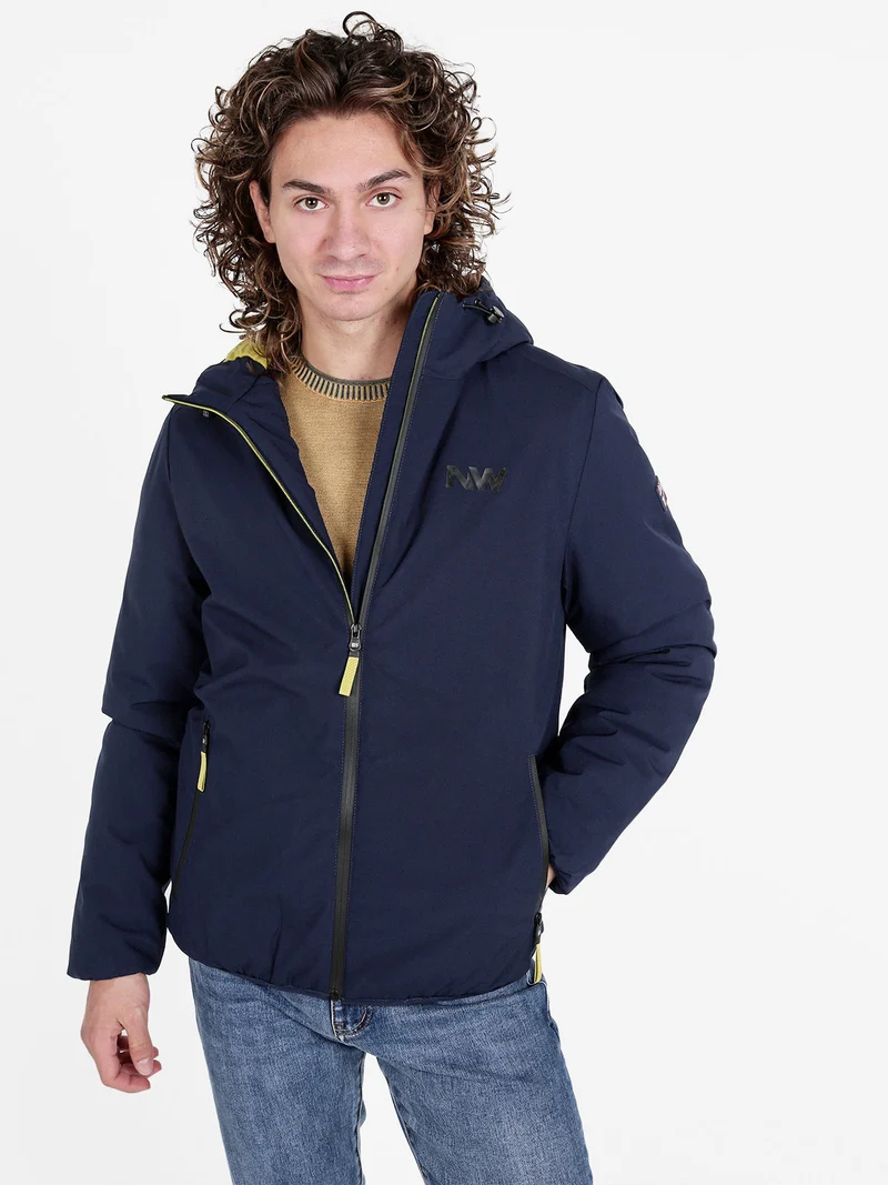 Giubbino da uomo con cappuccio e zip - blu