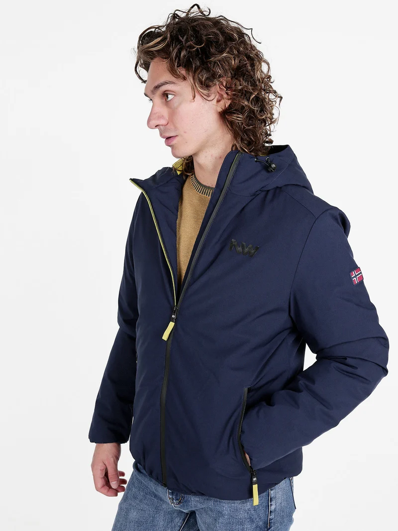 Giubbino da uomo con cappuccio e zip - blu