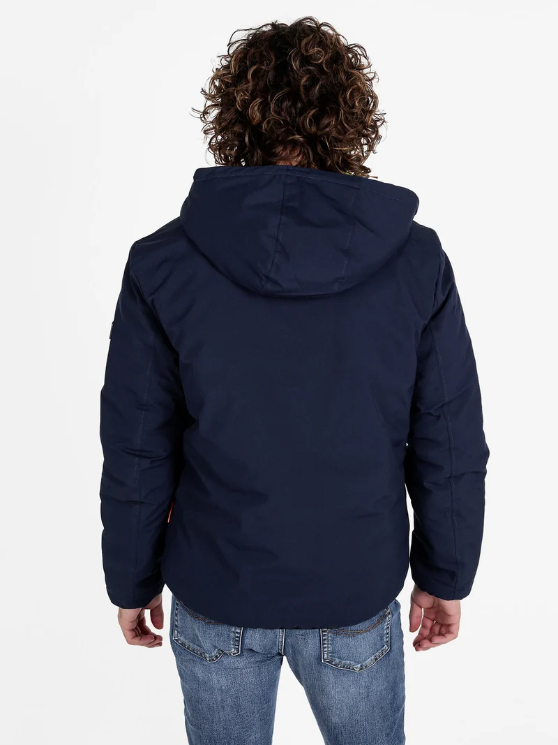 Giubbino da uomo con cappuccio e zip - blu