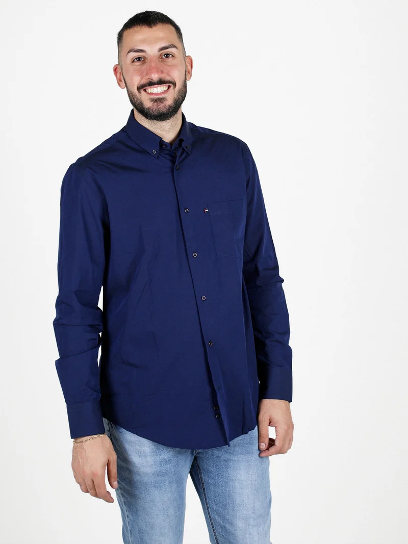 Camicia da uomo a maniche lunghe regular fit - blu