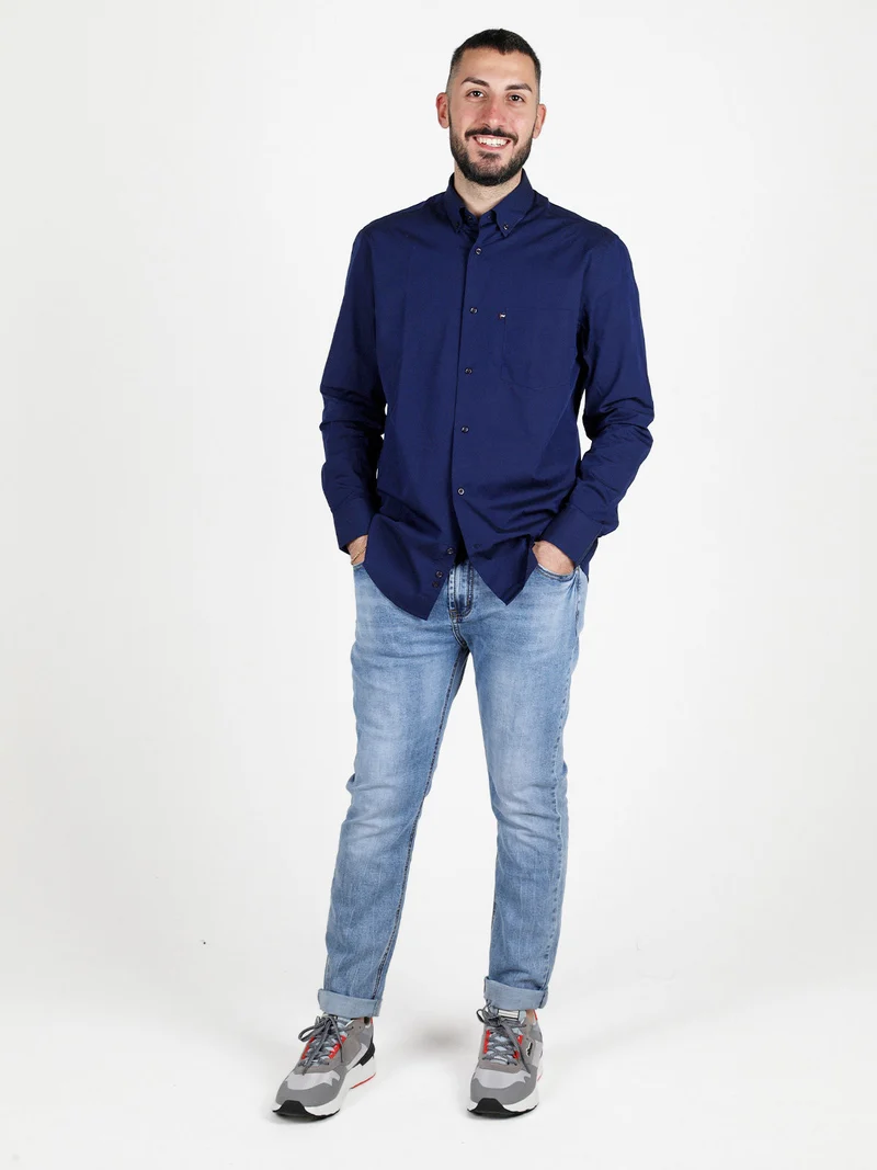Camicia da uomo a maniche lunghe regular fit - blu