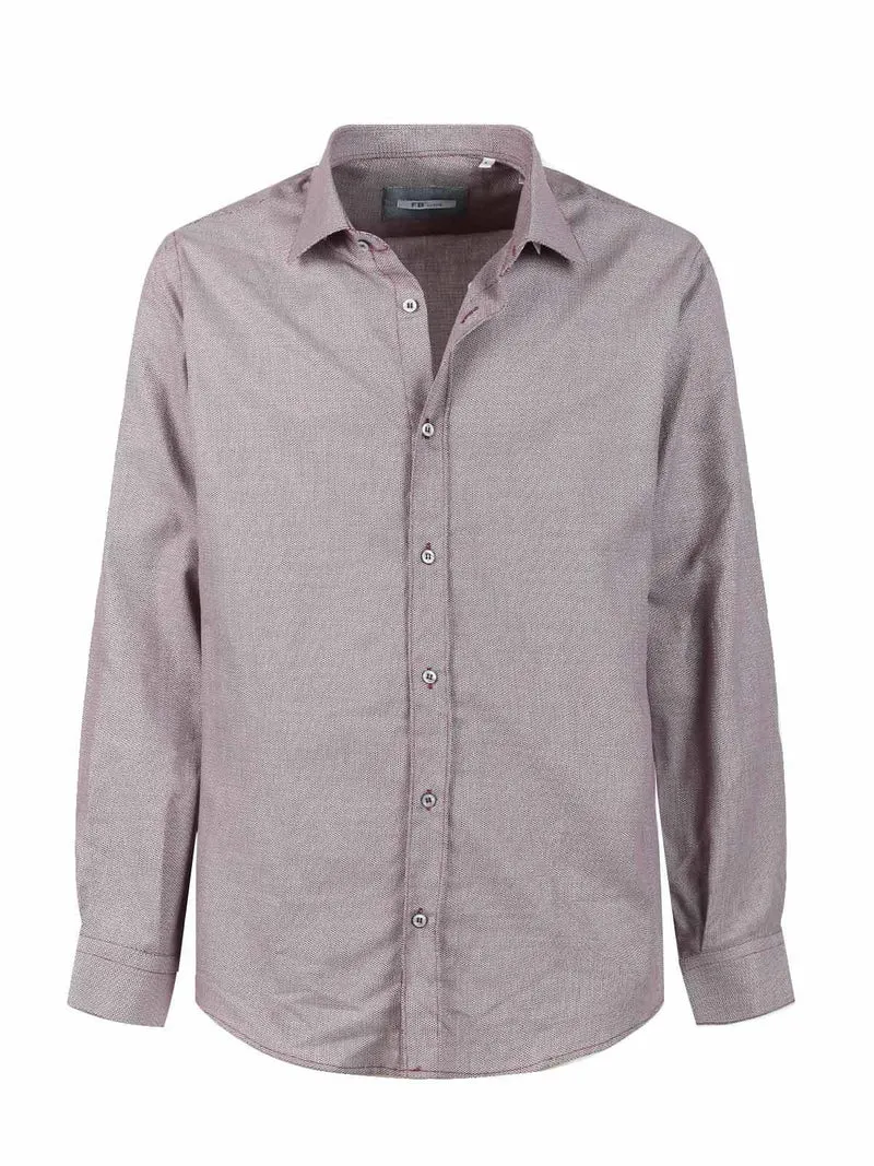 Camicia slim fit da uomo a fantasia - bordeaux