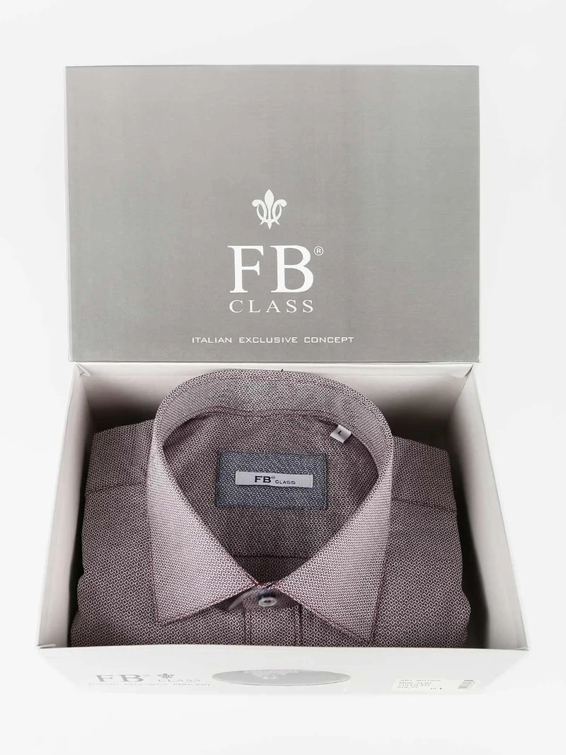 Camicia slim fit da uomo a fantasia - bordeaux
