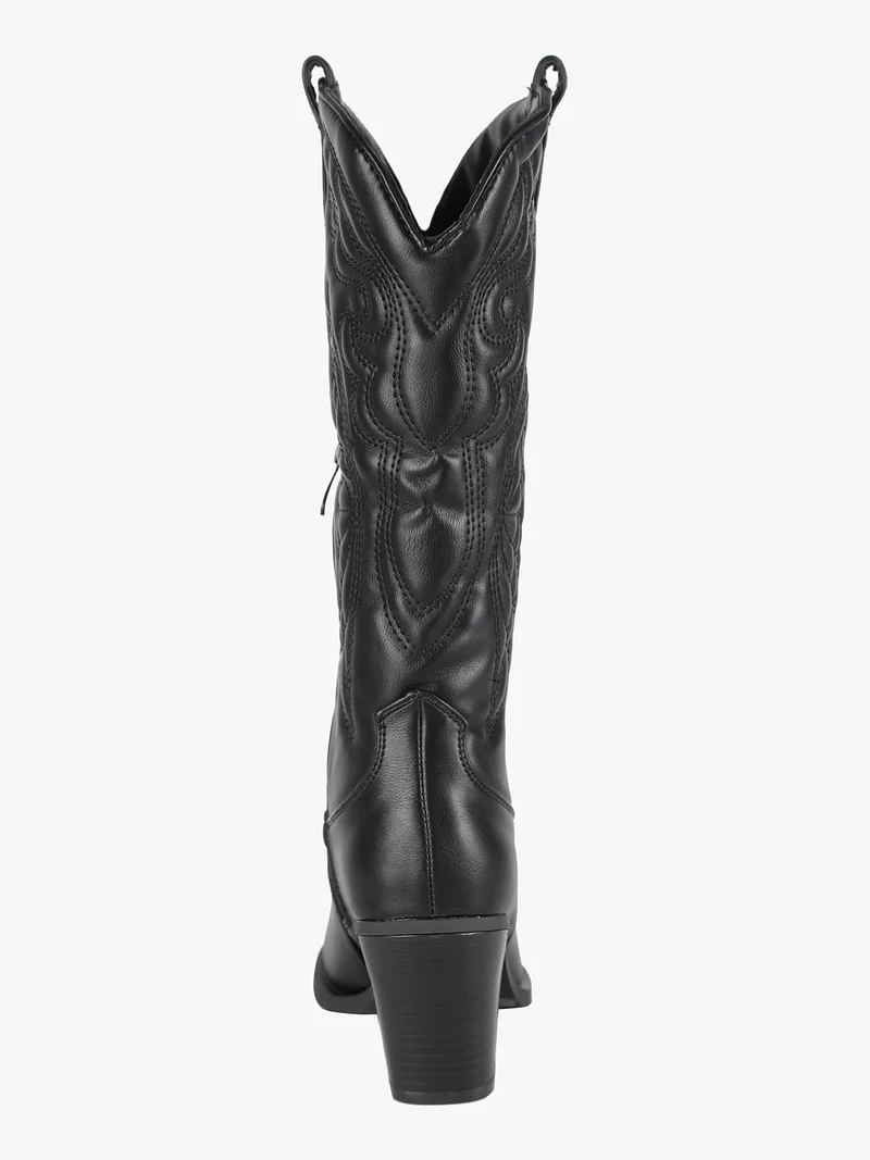 Stivali donna texani con ricami - nero