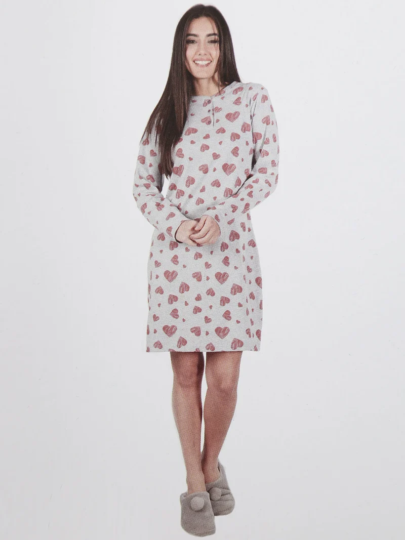 Camicia da notte donna con stampe - grigio