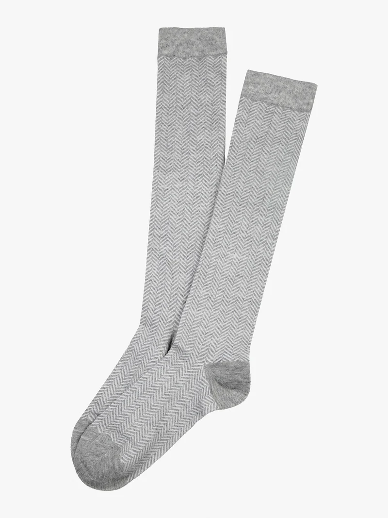 Calze lunghe da donna con stampa spigata e lurex - perla