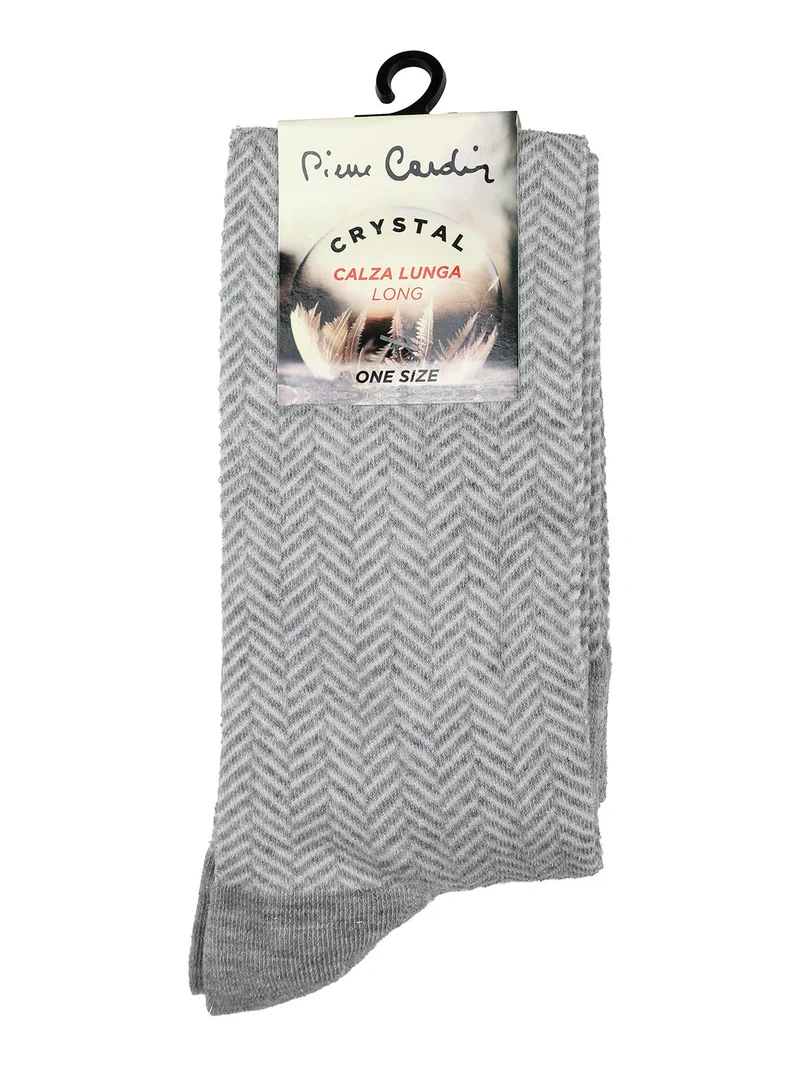 Calze lunghe da donna con stampa spigata e lurex - perla