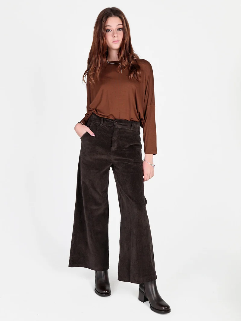 Maglia donna con maniche a pipistrello - marrone