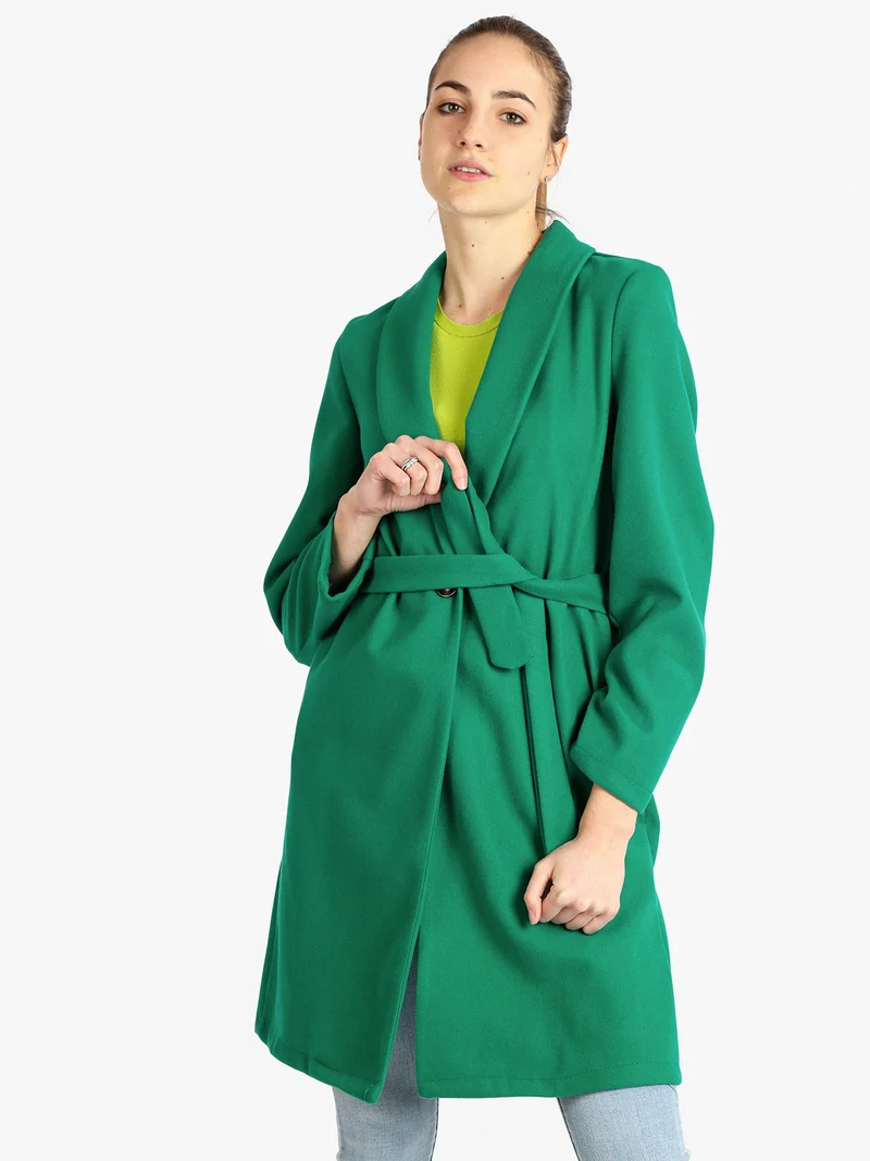 Cappotto classico donna con cintura - verde