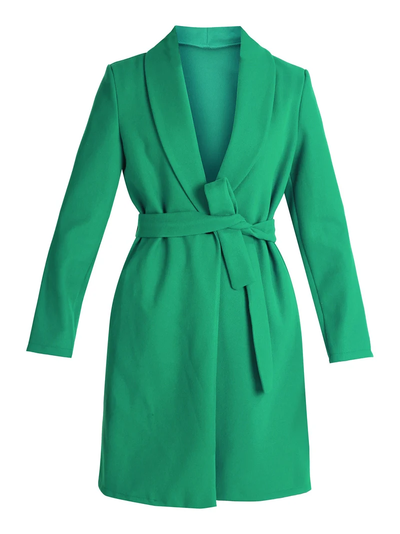 Cappotto classico donna con cintura - verde
