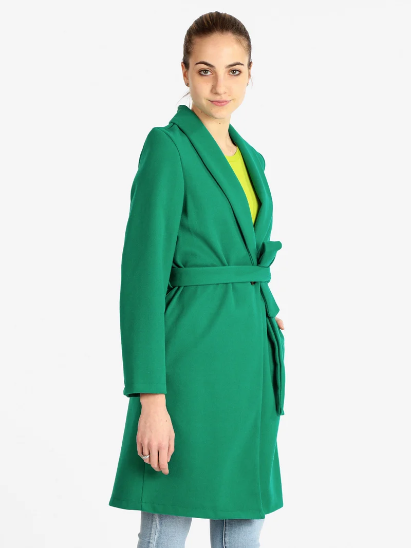 Cappotto classico donna con cintura - verde