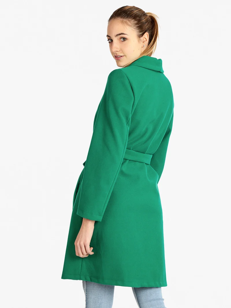 Cappotto classico donna con cintura - verde