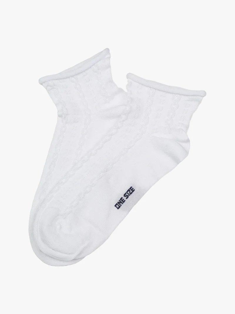 Calze corte da donna con ricami - bianco