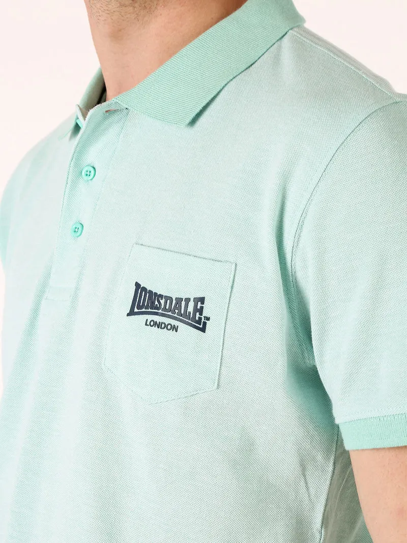 Polo da uomo in cotone a maniche corte con taschino - acqua marina