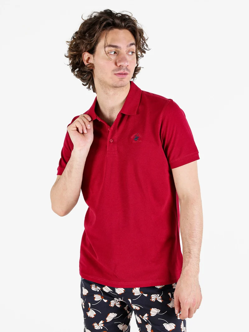 Polo da uomo in cotone a maniche corte - rosso