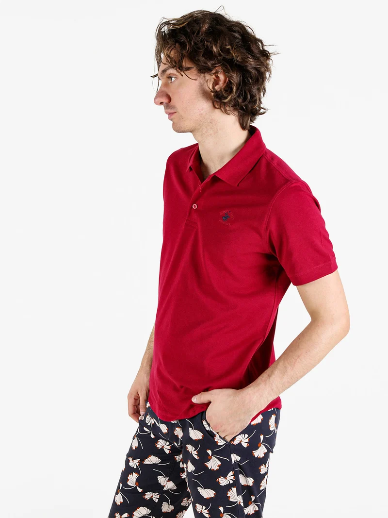 Polo da uomo in cotone a maniche corte - rosso
