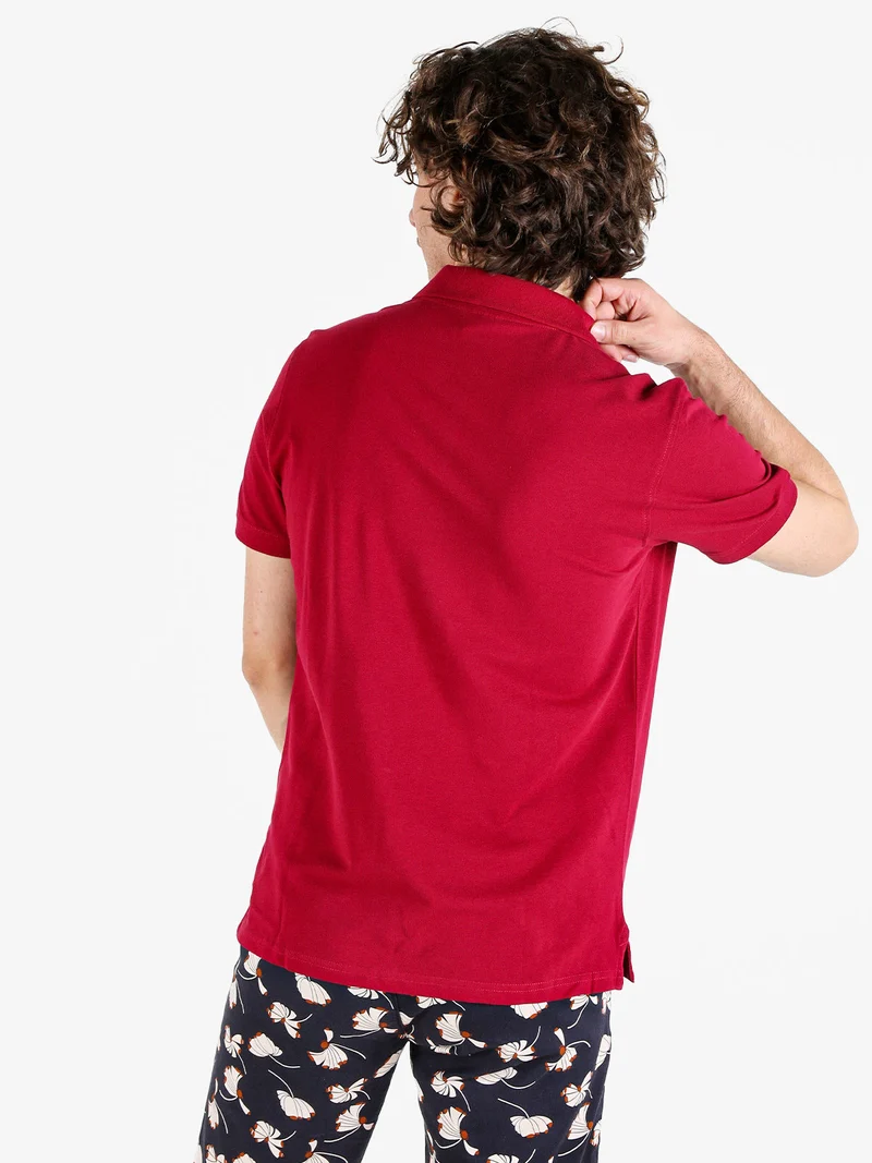 Polo da uomo in cotone a maniche corte - rosso