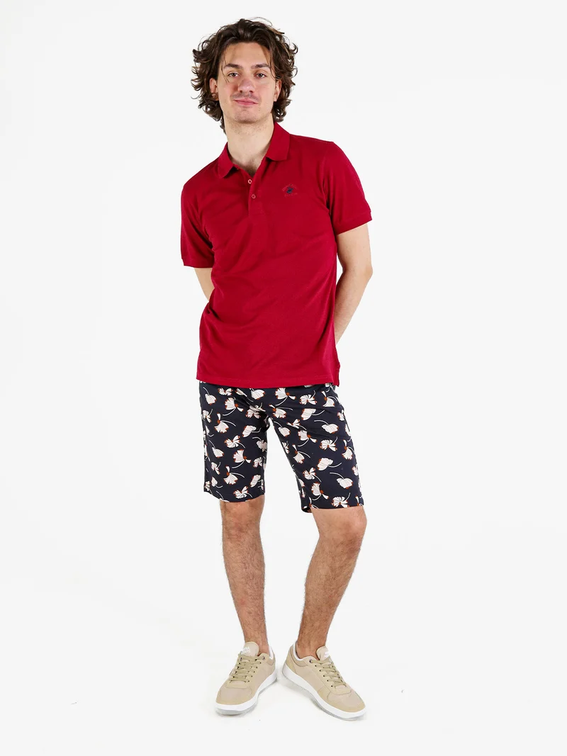 Polo da uomo in cotone a maniche corte - rosso