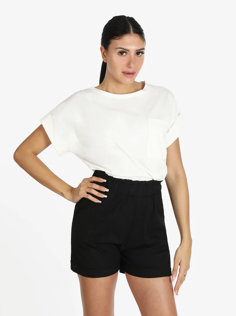 Maxi t-shirt donna con taschino - bianco
