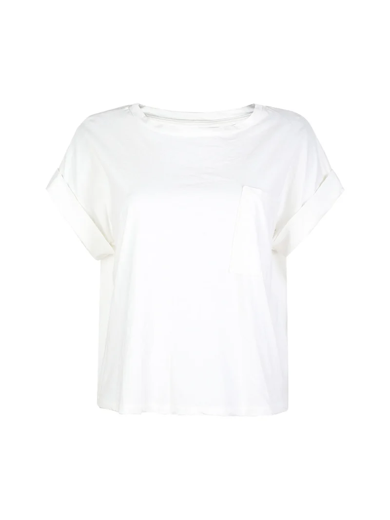 Maxi t-shirt donna con taschino - bianco