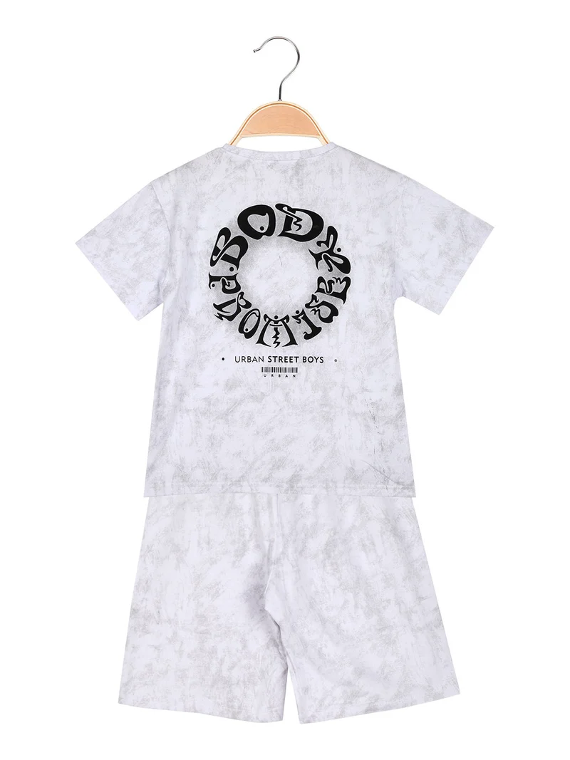 Completo corto da bambino con t-shirt e bermuda - grigio